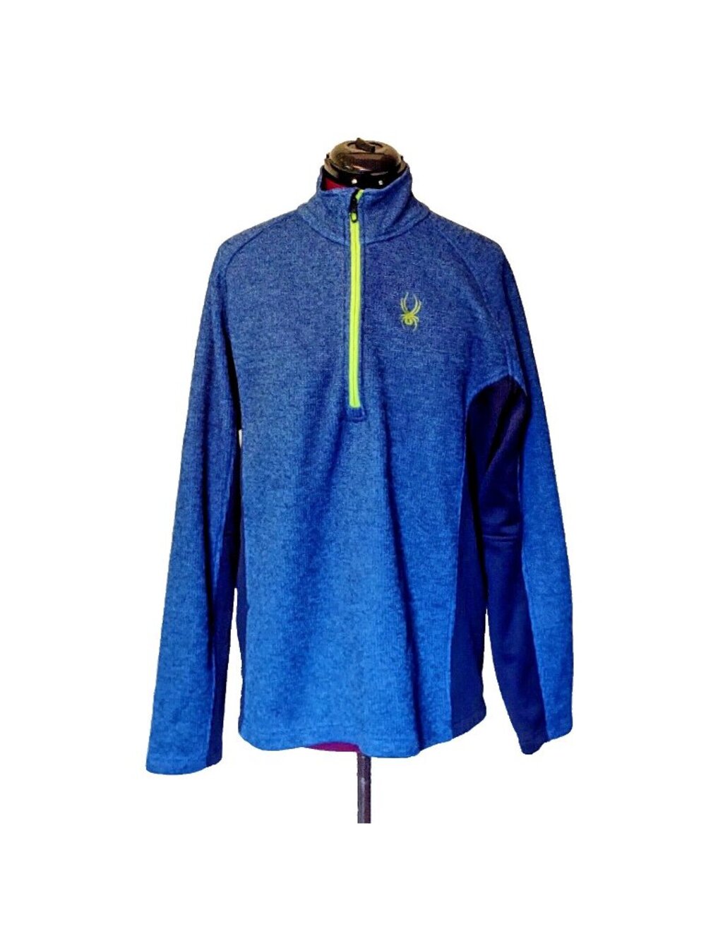 Spyder Men’s Outbound 1/4 Zip Sweater Pullover L Large Blue Black Yellow